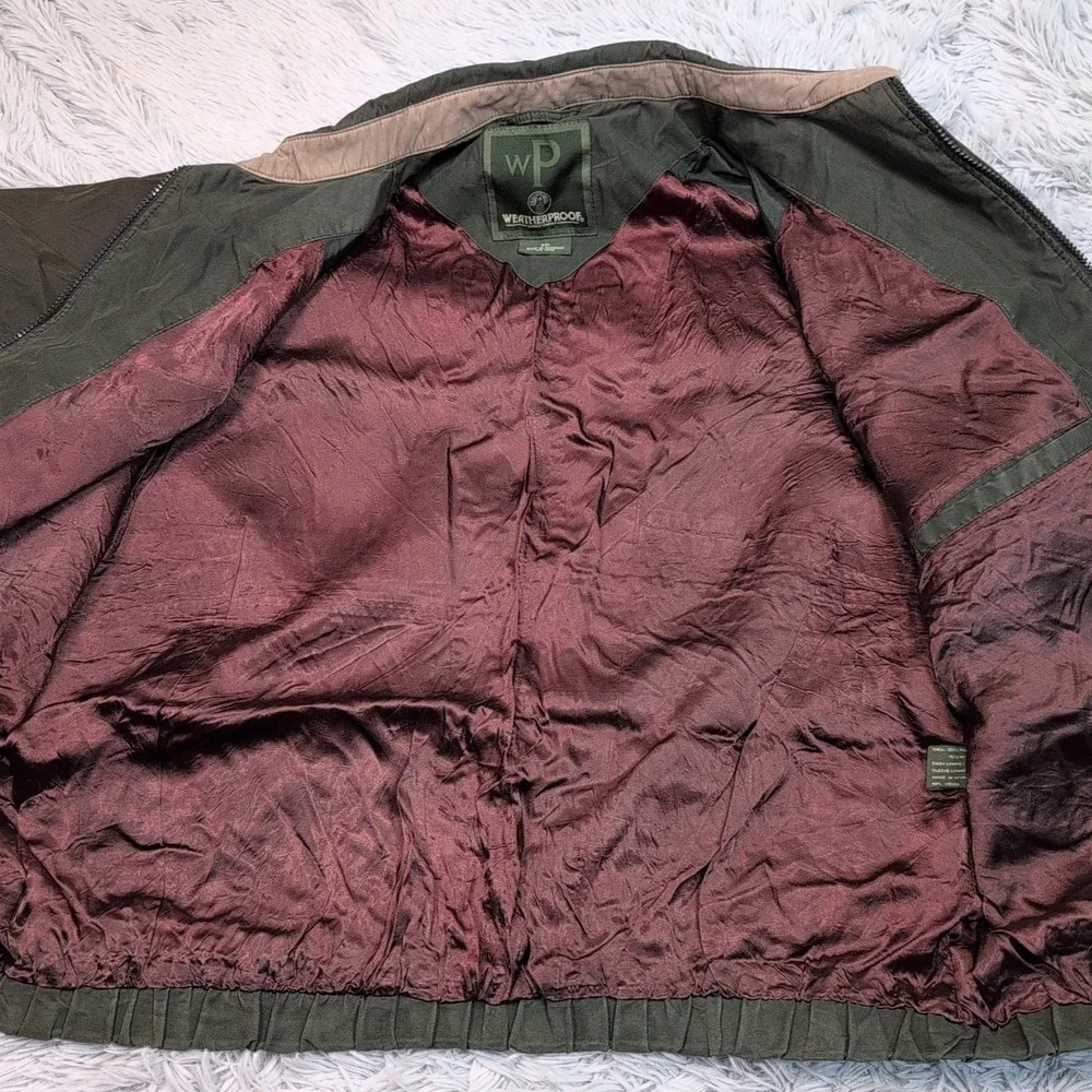 Weatherproof‎ Jacket Mens XXL Green Windbreaker Pockets Lined Athletic Soft